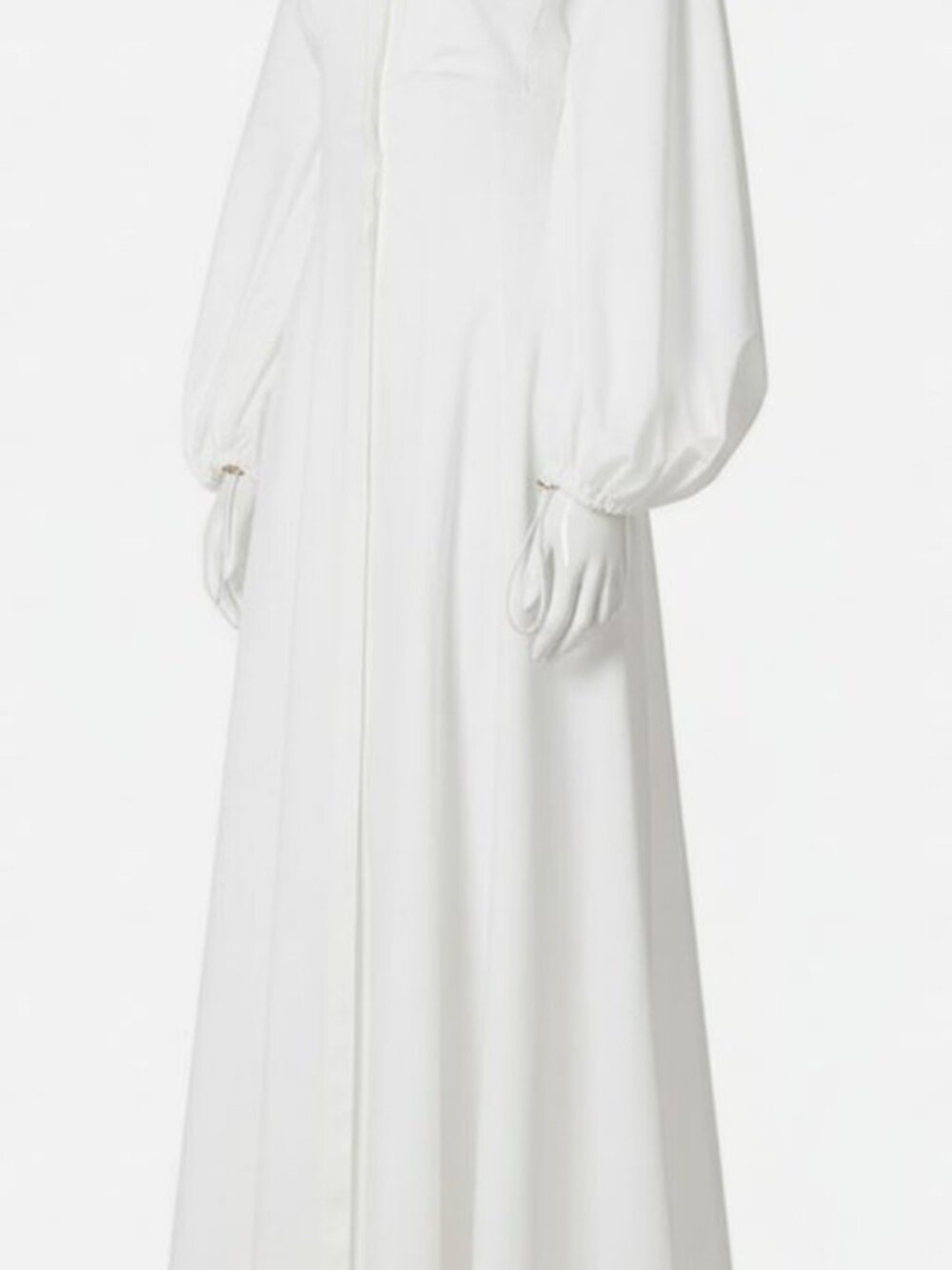 Carolina Herrera Womens White Collared Balloon-Sleeve Gown Size 4